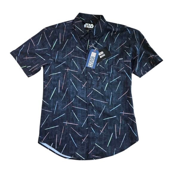RSVLTS star wars lightsaber kunuflex shirt sz S short sleeve button Up May 4th - Picture 1 of 5